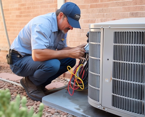 Person repairing HVAC system